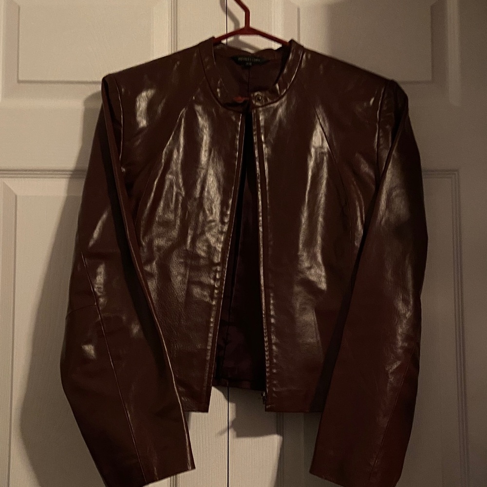 Elegant Burgundy Leather Jacket for Women